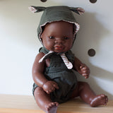 Crittter Bonnet and Olive Shortie Overall Set for 32cm Miniland