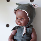 Crittter Bonnet and Olive Shortie Overall Set for 32cm Miniland