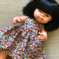 Little Lady Dress in Liberty Hearts for Minikane and 38cm Miniland